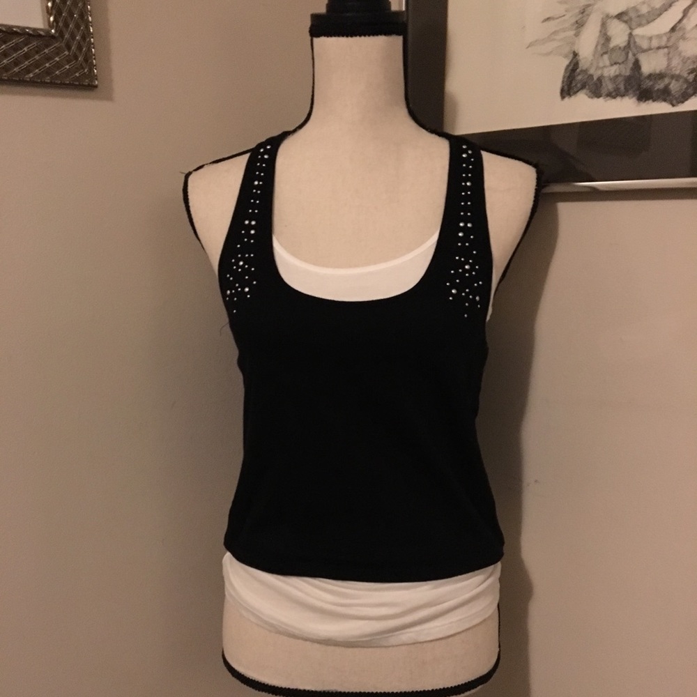 Embellished Blk/Wht Tank Top - Picture 5 of 6